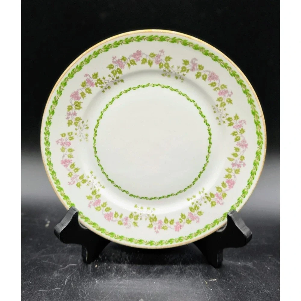 Set/5 Antique Soa GDA Limoges Hand Painted Purple Flower Bread Butter Plate 6.5